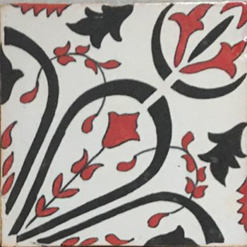 Mosaic House Moroccan tile HPC Custom C 1-6-7 White Black Red  hand painted handpainted 